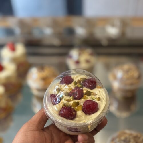 Layer cup pistache/framboise